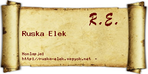 Ruska Elek névjegykártya